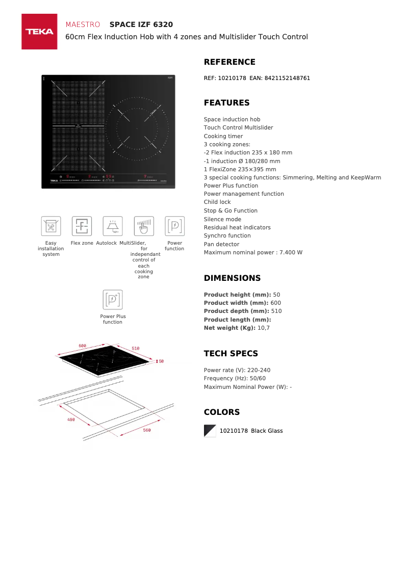 Page 1 of the manual Technical Sheet Teka IZF 6320
