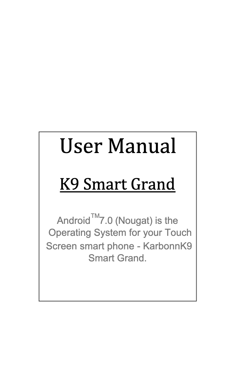 Image de la première page du manuel de l'appareil K9 Smart Grand
