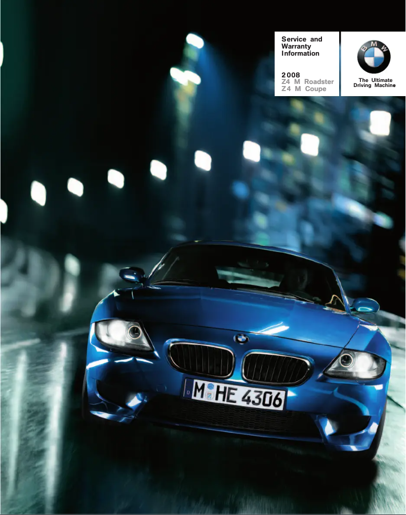 Page 1 de la notice Manuel utilisateur BMW Z4 M Coupe (2008)