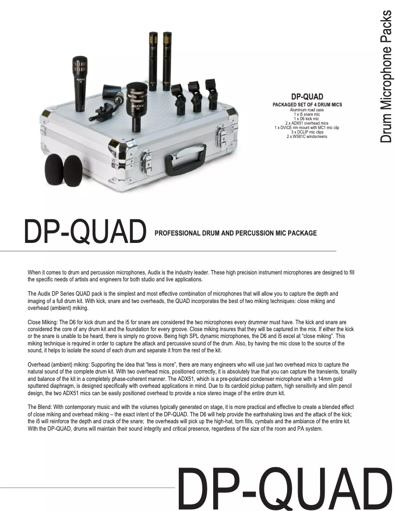 Page 1 de la notice Manuel utilisateur Audix DP-Quad