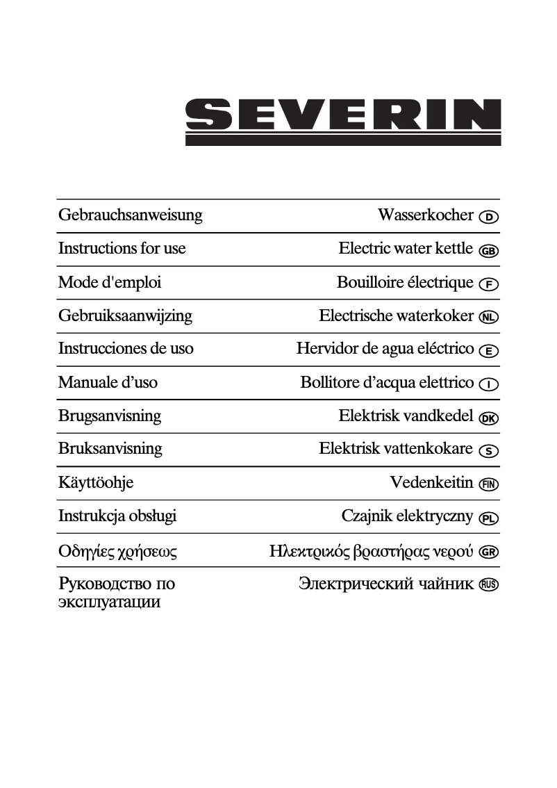 Page n°1 - Manuel utilisateur Severin WK 3365