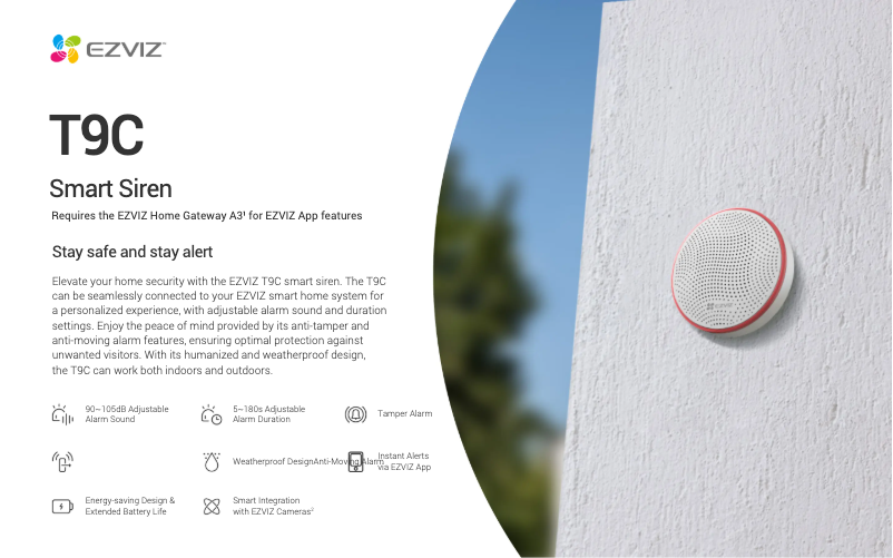 Page 1 de la notice Fiche technique EZVIZ T9C