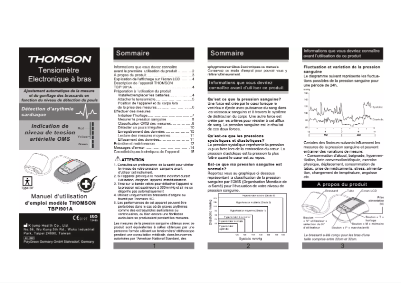 Page 1 de la notice Manuel utilisateur Thomson TBPI-901A