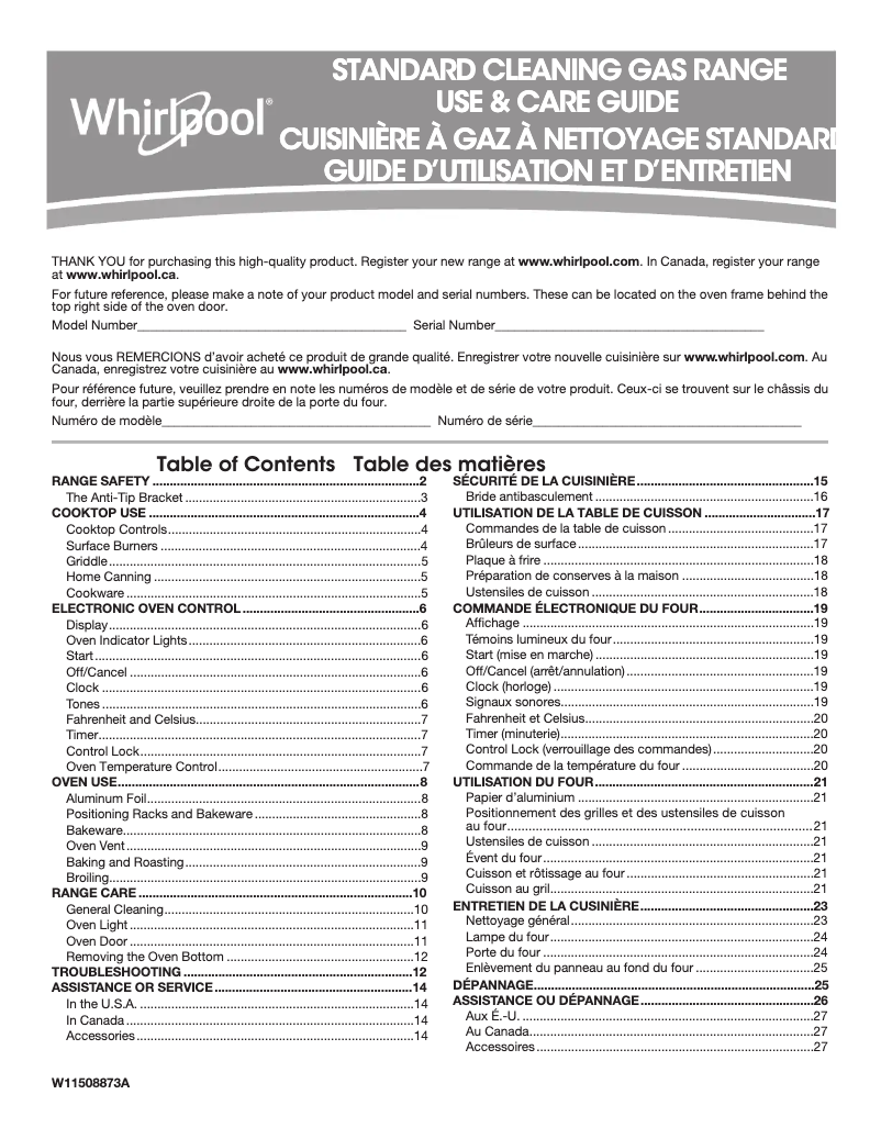 Image de la première page du manuel de l'appareil WFG505M0BS