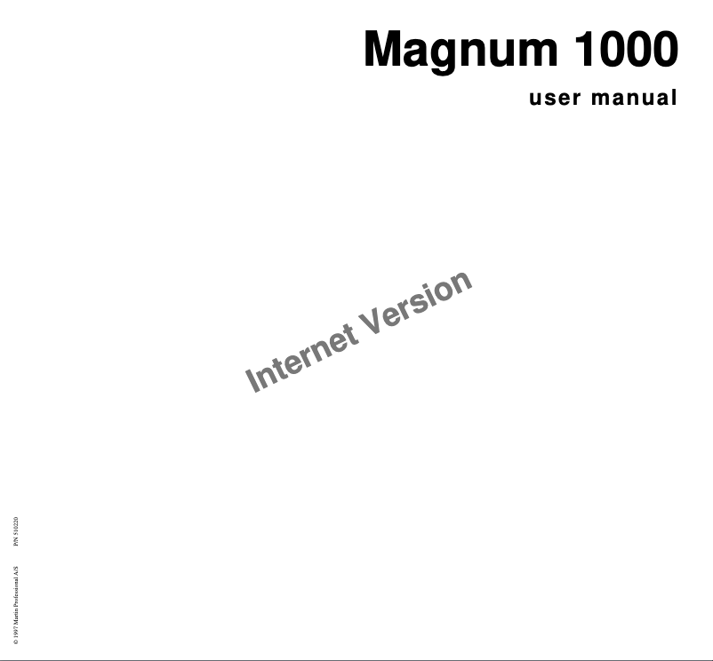 Page n°1 - Manuel utilisateur Martin Magnum 1000