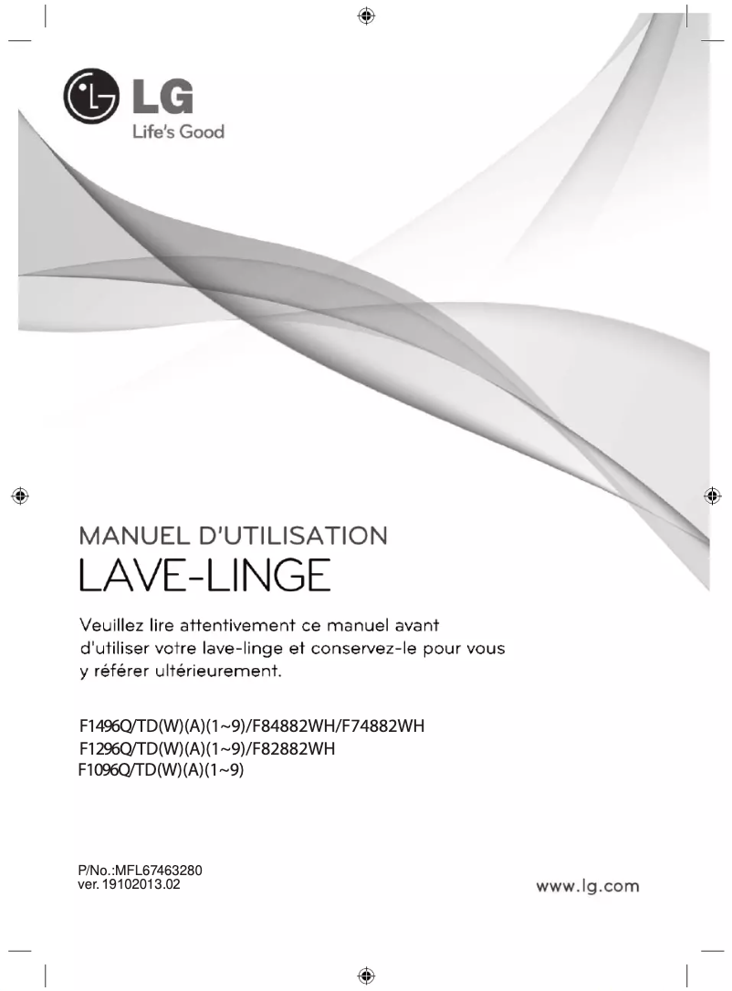 Page 1 de la notice Manuel utilisateur LG F74882WH