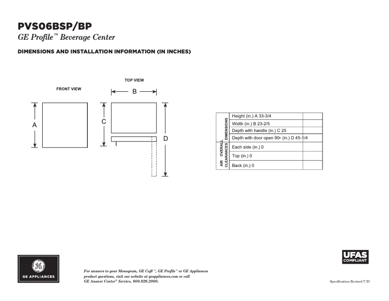 Imagen de la primera página del manual del dispositivo Profile PVS06BSPSS