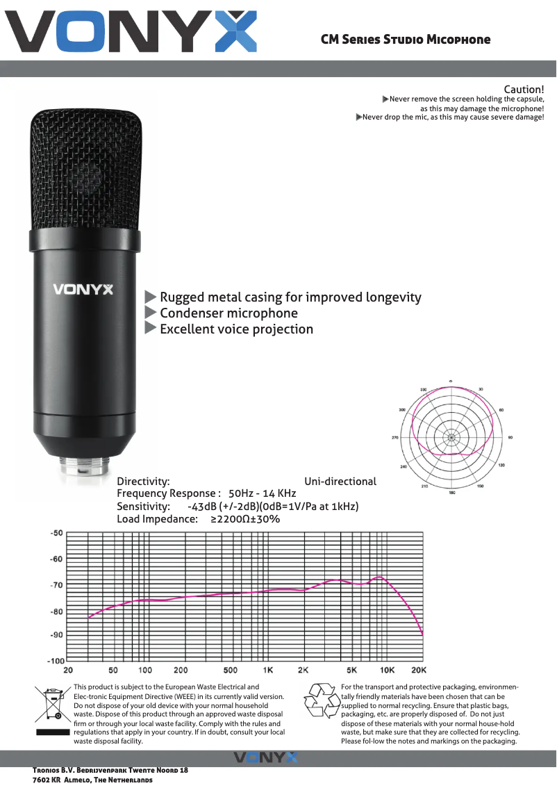 Page 1 de la notice Fiche technique Vonyx CMS320W