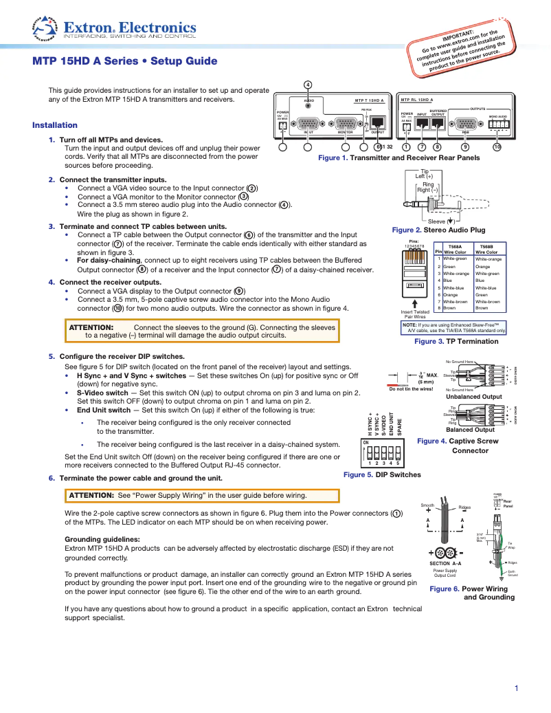 Page 1 de la notice Manuel utilisateur Extron MTP T 15HD A
