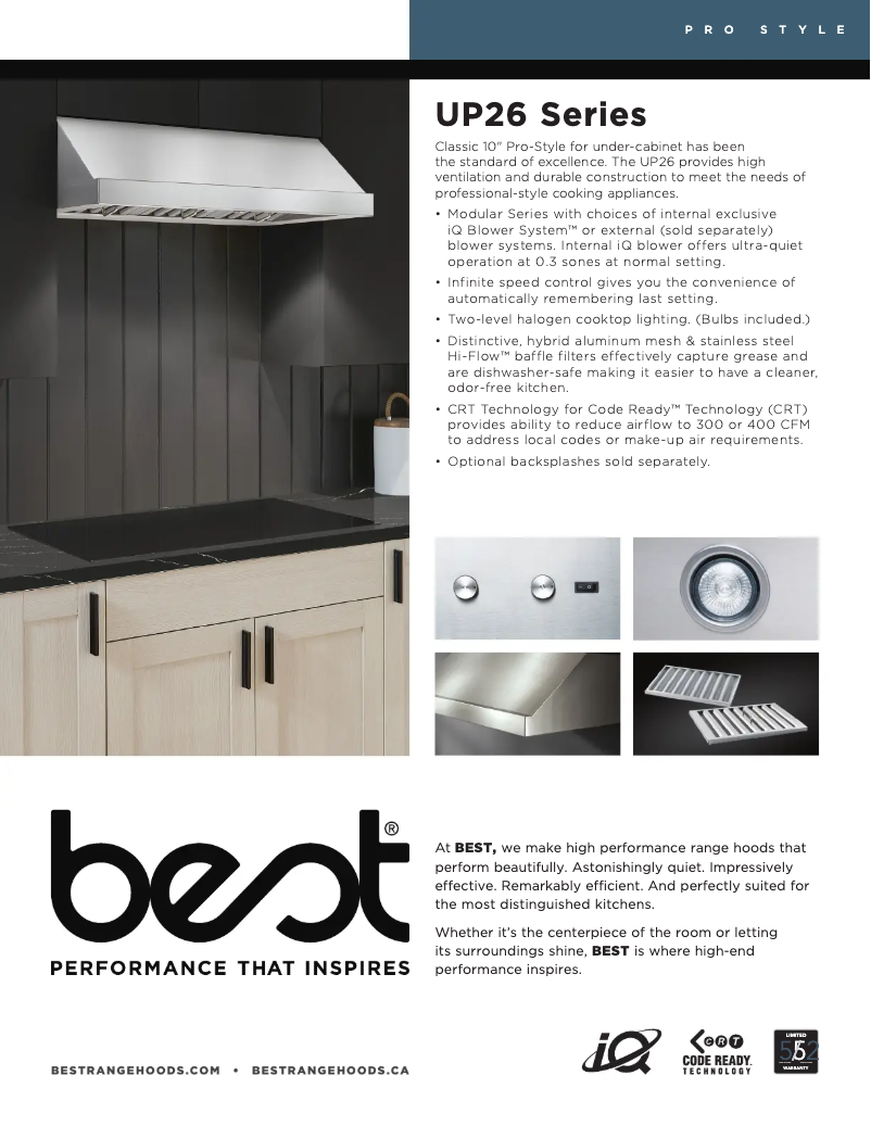 Página 1 del manual Ficha técnica Best Classico UP26M42SB