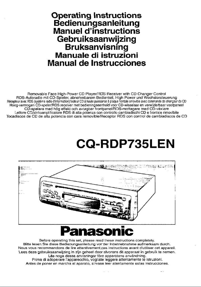 Page 1 de la notice Manuel utilisateur Panasonic CQ-RDP735L