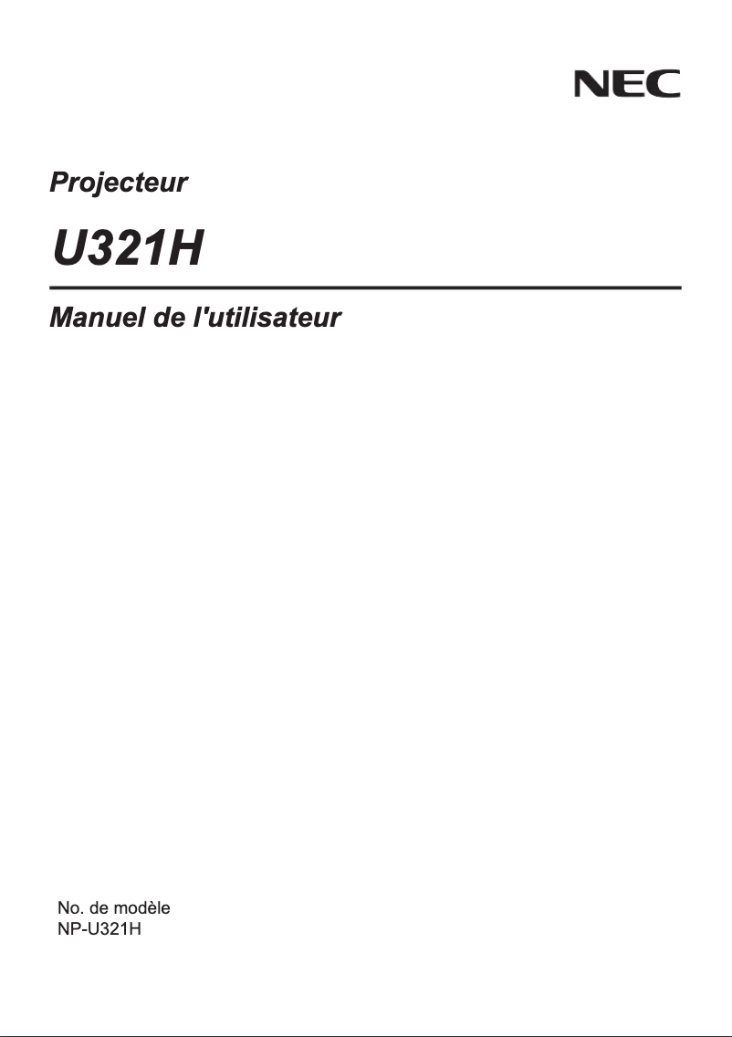 Page 1 de la notice Manuel utilisateur NEC U321H