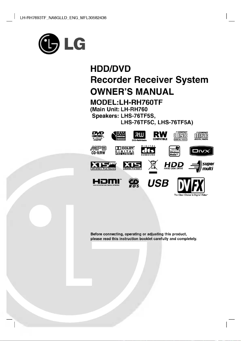 Image de la première page du manuel de l'appareil LH-RH760TF