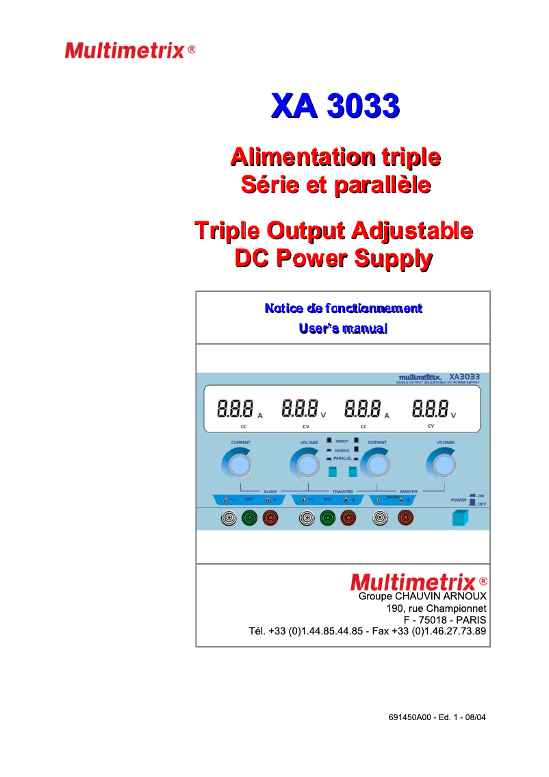 Image de la première page du manuel de l'appareil XA3033