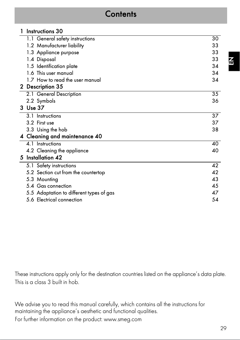 Página 1 del manual Folleto Smeg PXL664