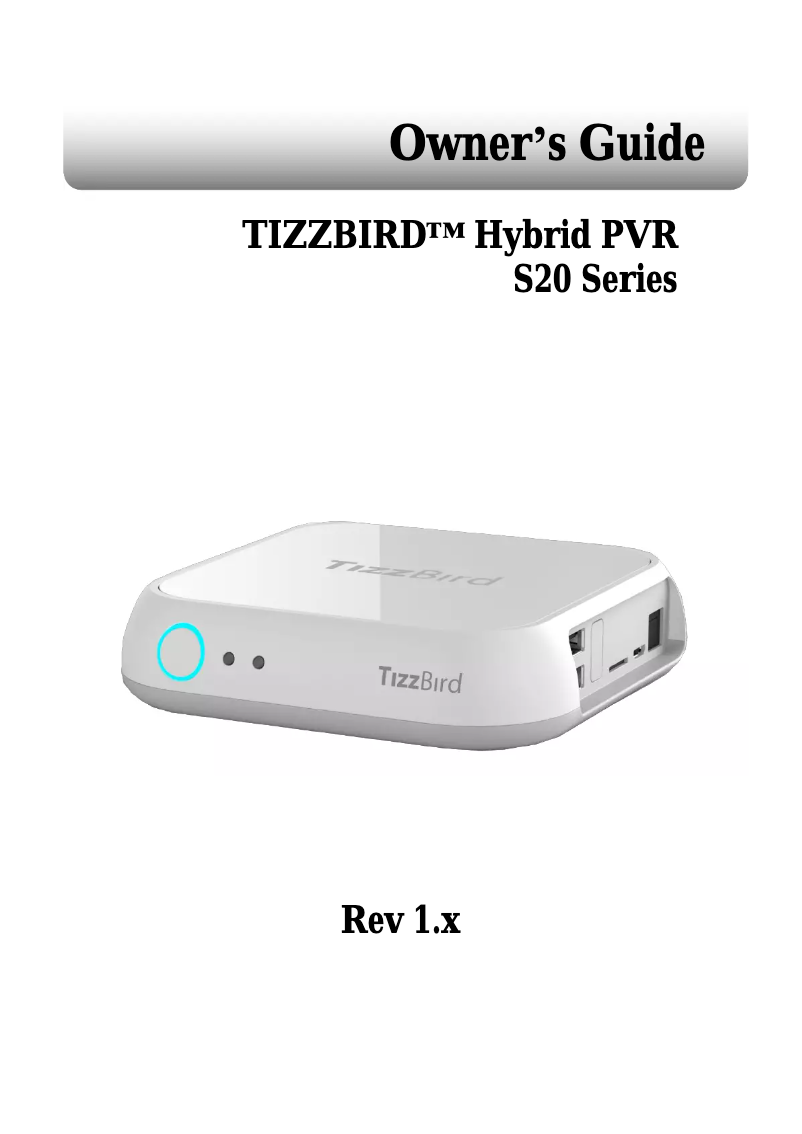 Page 1 de la notice Manuel utilisateur TizzBird Hybrid PVR S20