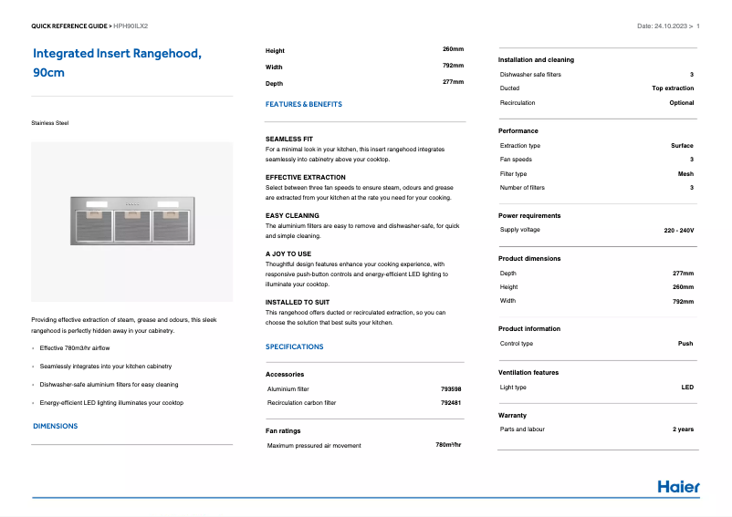 Page n°1 - Manuel utilisateur Haier HPH90ILX2