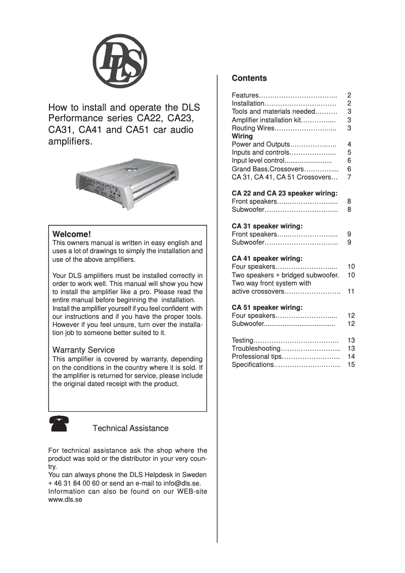 Page n°1 - Manuel utilisateur DLS CA51