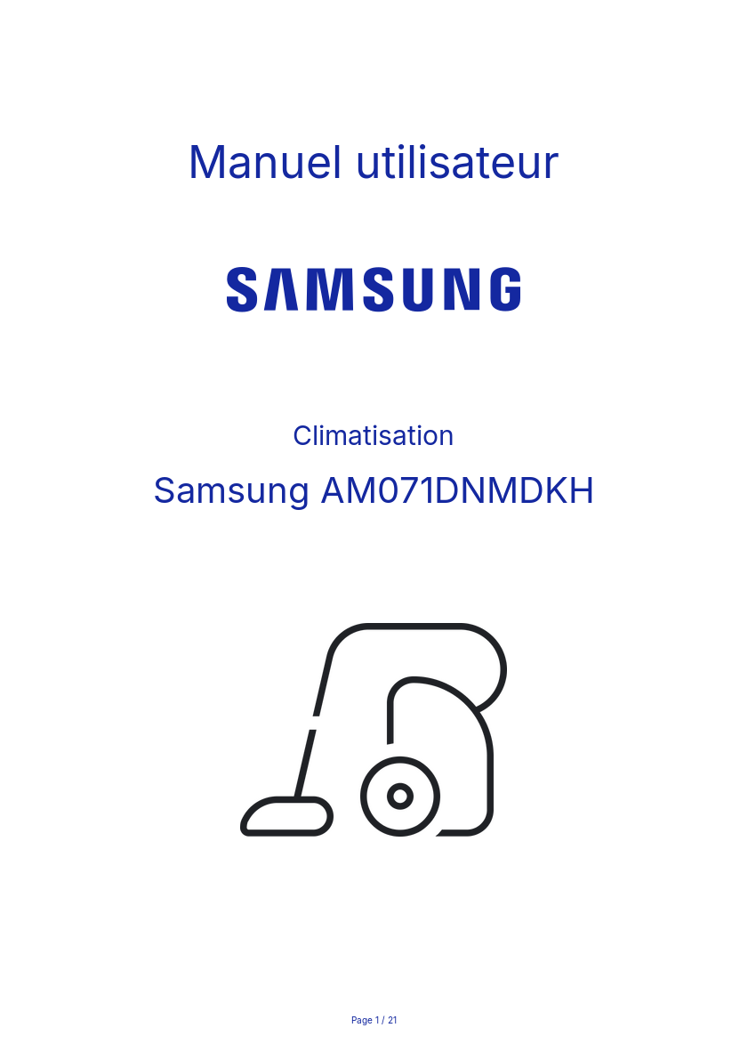Page n°1 - Manuel utilisateur Samsung AM071DNMDKH