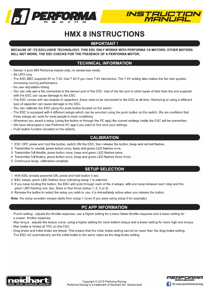 Page 1 de la notice Manuel utilisateur Performa Racing PA9375