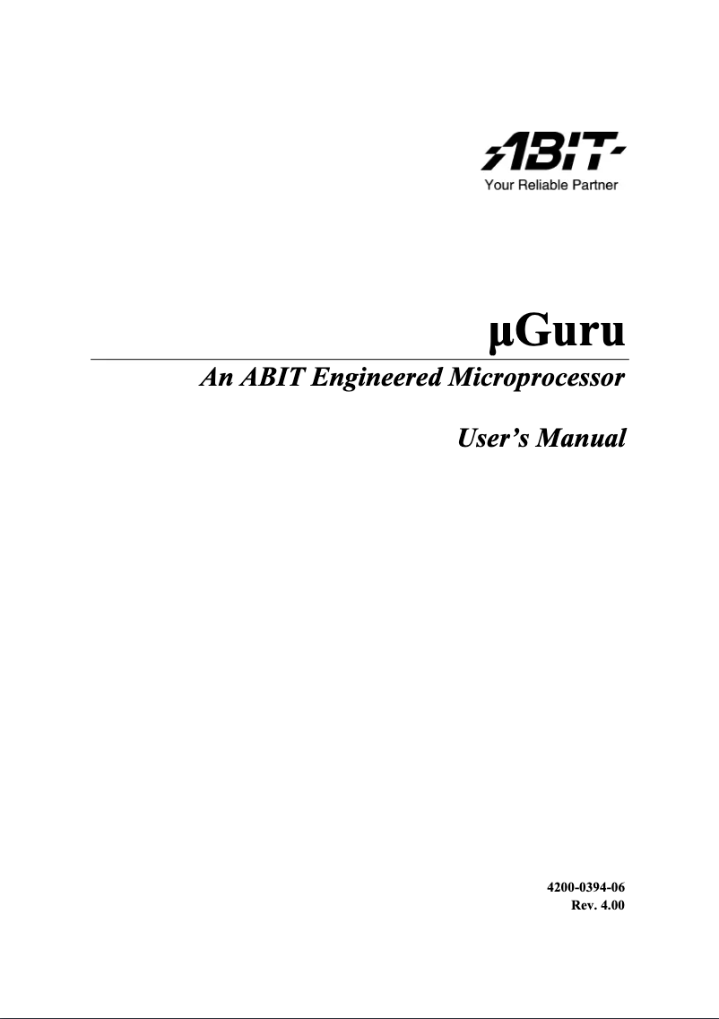 Page n°1 - Manuel utilisateur abit AW9D-Max