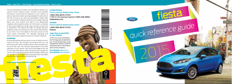 Page n°1 - Manuel utilisateur Ford Fiesta (2015)