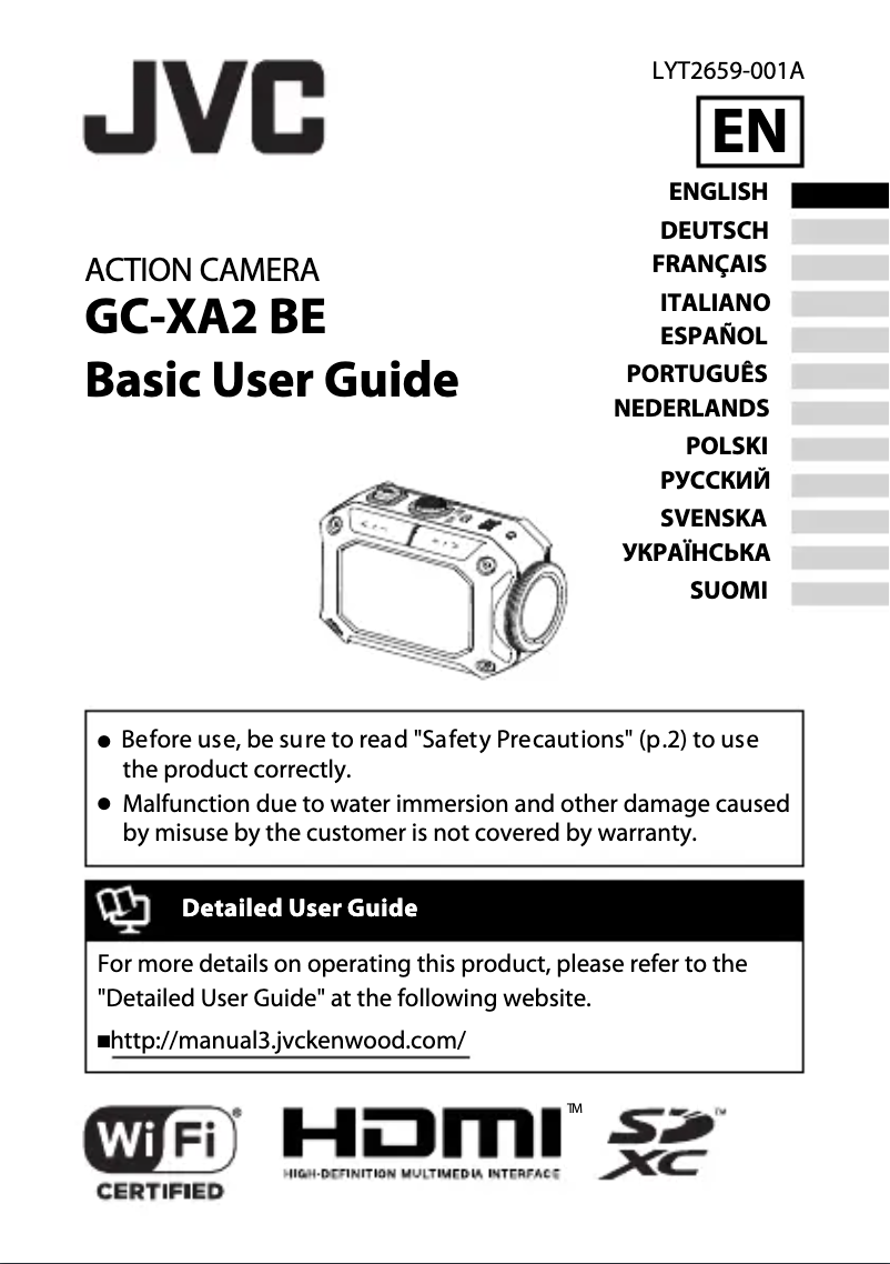 Page 1 de la notice Manuel utilisateur JVC Adixxion GC-XA2