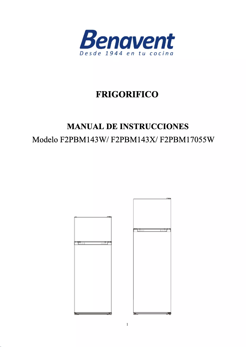 Página 1 del manual Manual de usuario Benavent F2PBM17055W