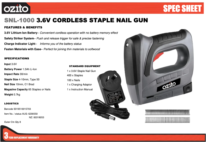 Image de la première page du manuel de l'appareil SNL-1000