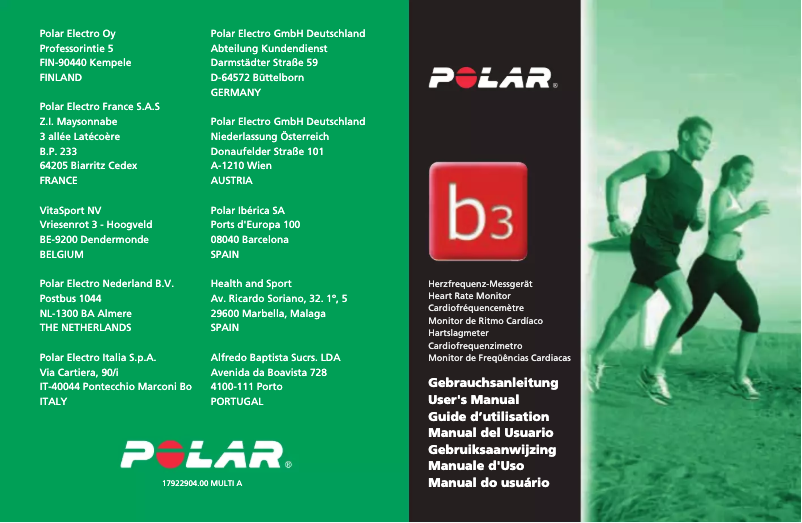 Page 1 de la notice Manuel utilisateur Polar B3