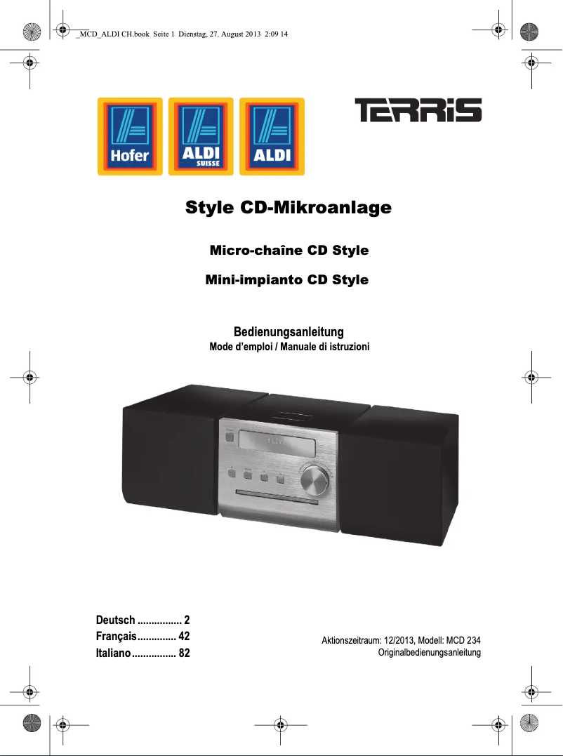 Image de la première page du manuel de l'appareil MCD 234