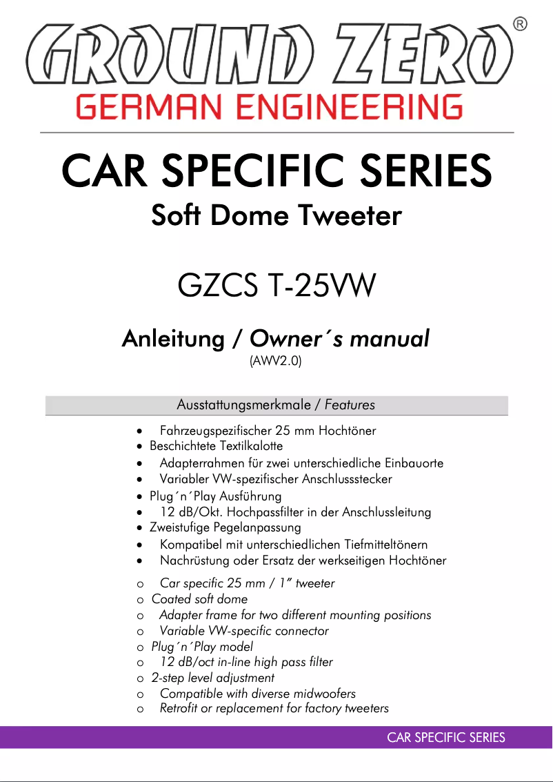 Imagen de la primera página del manual del dispositivo GZCS T-25VW