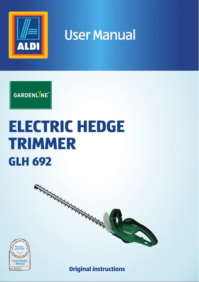 Page n°1 - Manuel utilisateur Gardenline GLH 692