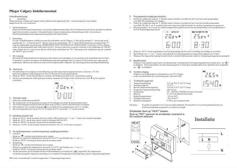 Page n°1 - Manuel utilisateur Plieger Calgary