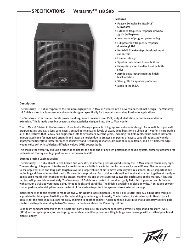 Image de la première page du manuel de l'appareil Versarray 118
