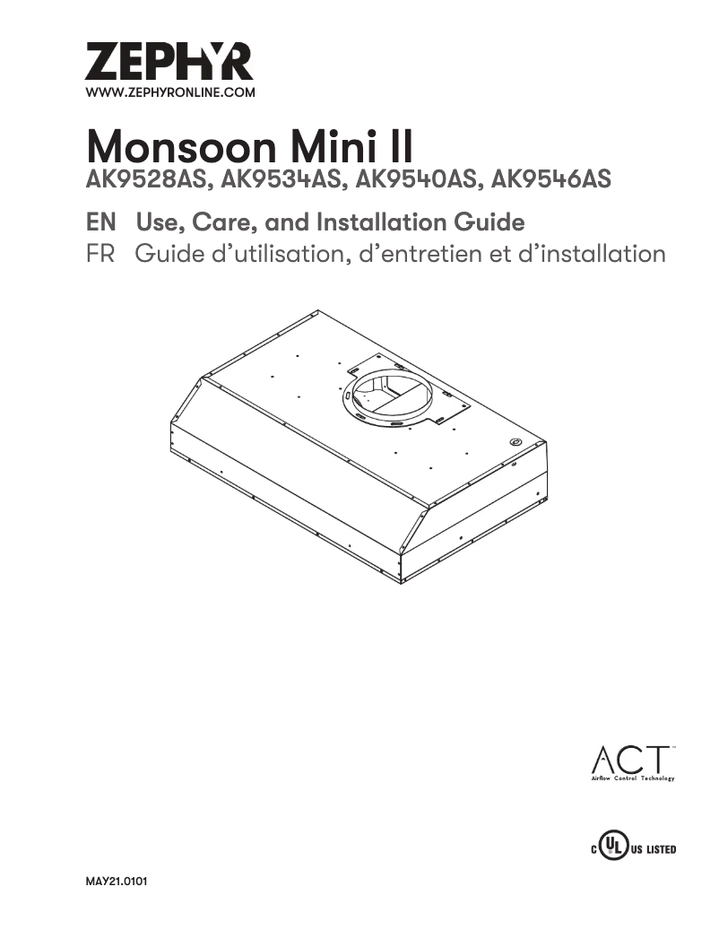 Page 1 de la notice Manuel utilisateur Zephyr Monsoon Mini II AK9540AS
