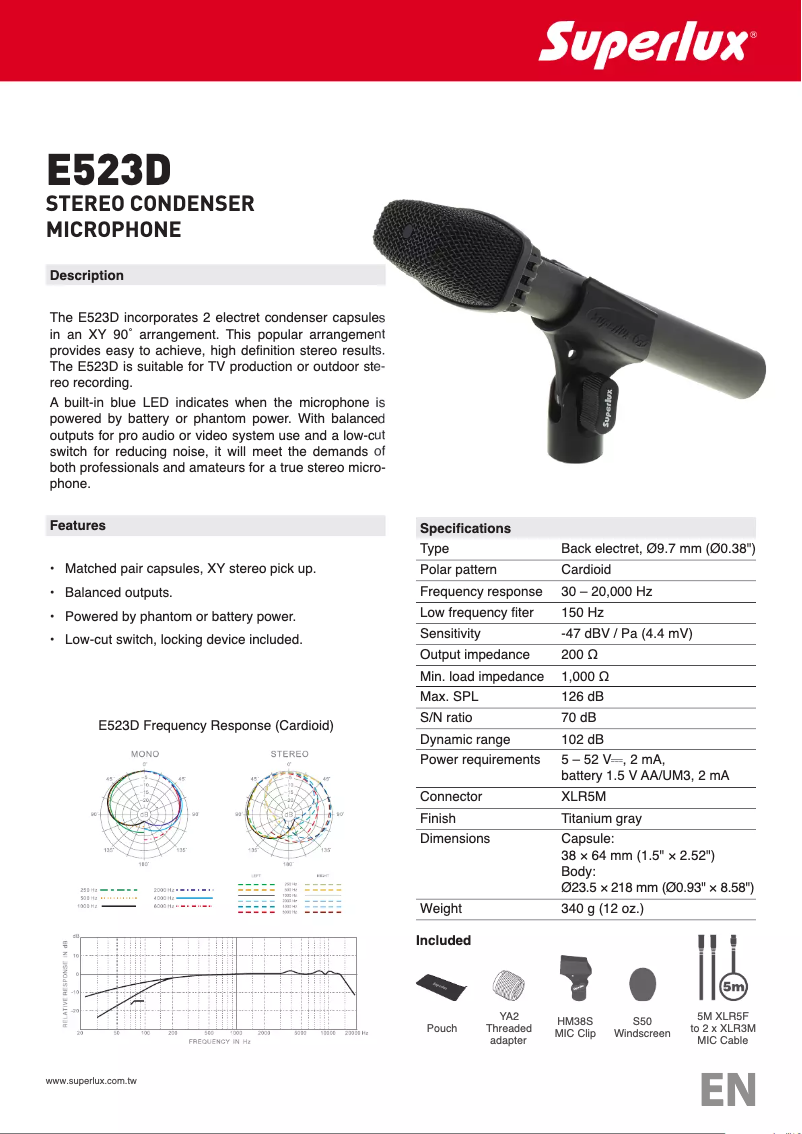 Page 1 de la notice Manuel utilisateur Superlux E523D