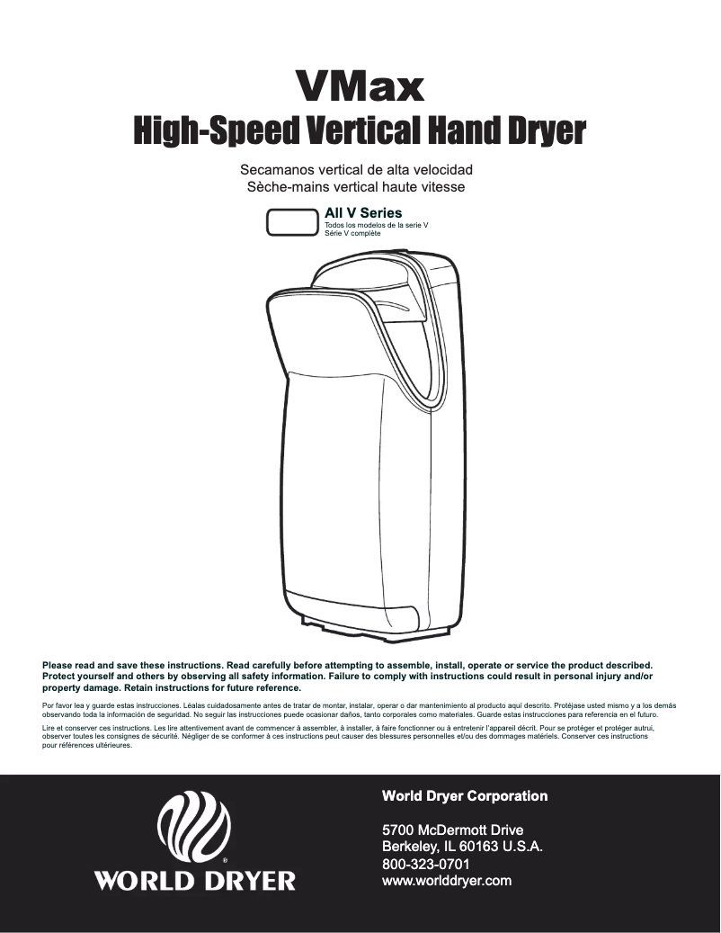 Page n°1 - Manuel utilisateur World Dryer VMax V2