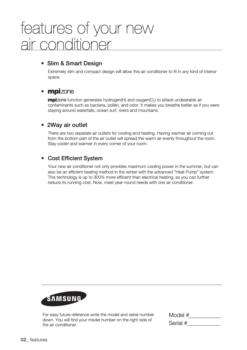 Page 1 de la notice Manuel utilisateur Samsung JH026EAV1