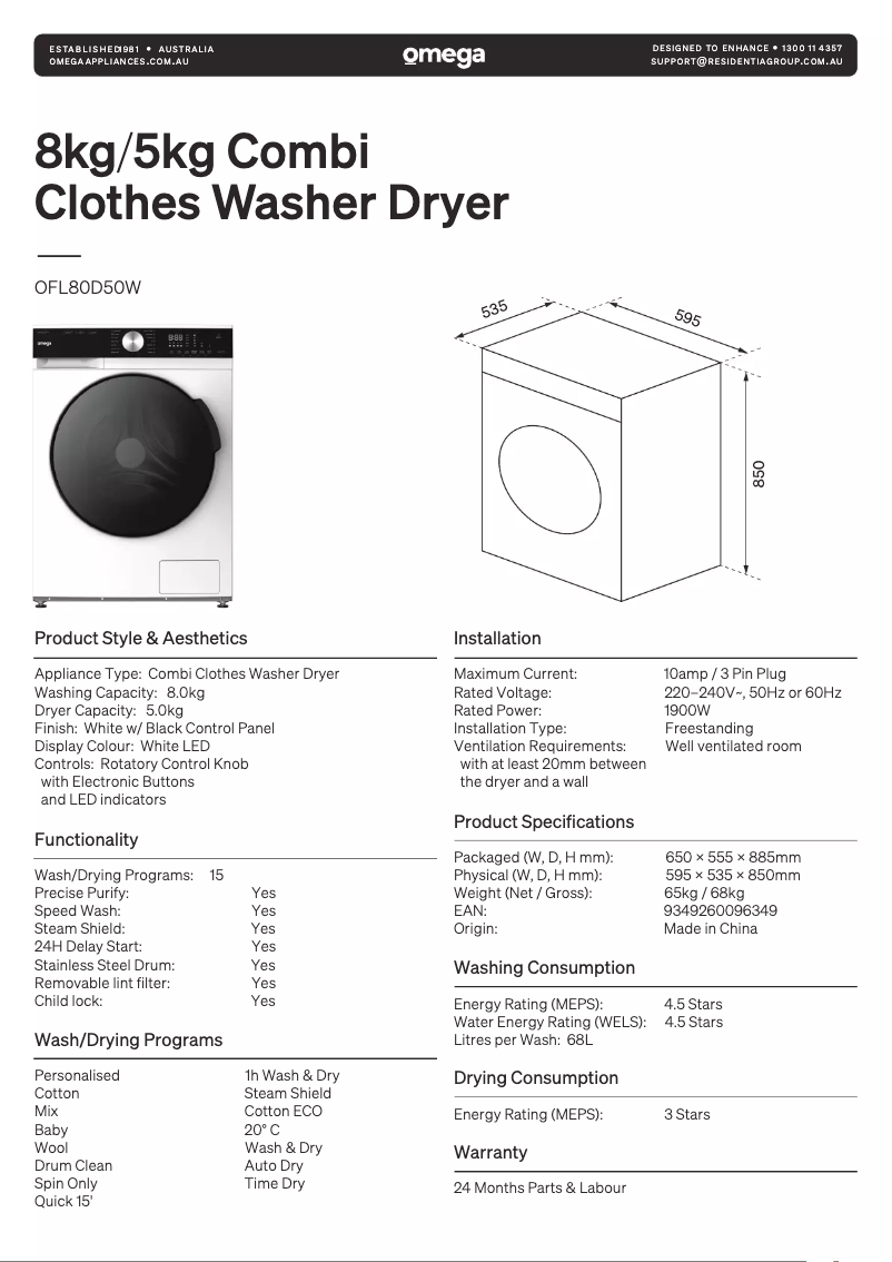 Image de la première page du manuel de l'appareil OFL80D50W
