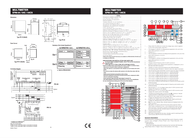 Image de la première page du manuel de l'appareil EPM-04CS-DIN