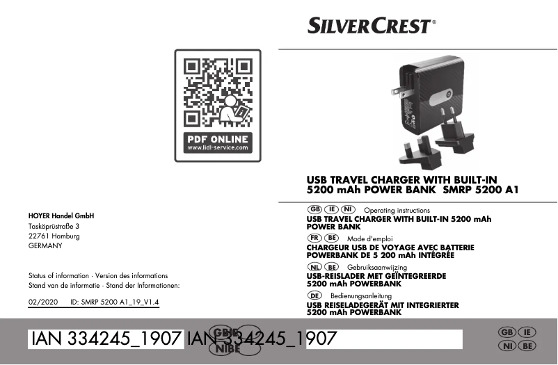 Page n°1 - Manuel utilisateur SilverCrest SMRP 5200 A1