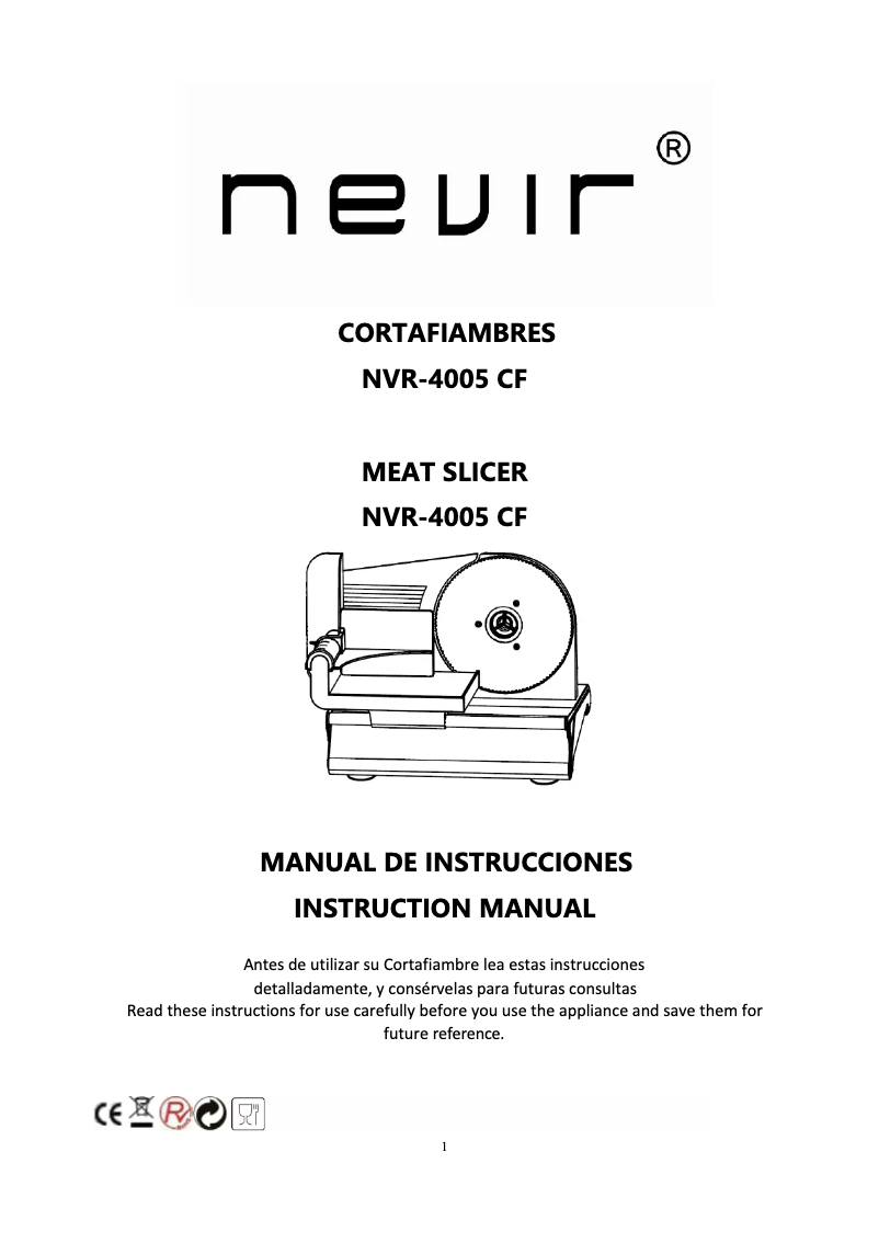 Page 1 of the manual User Manual Nevir NVR-4005 CF