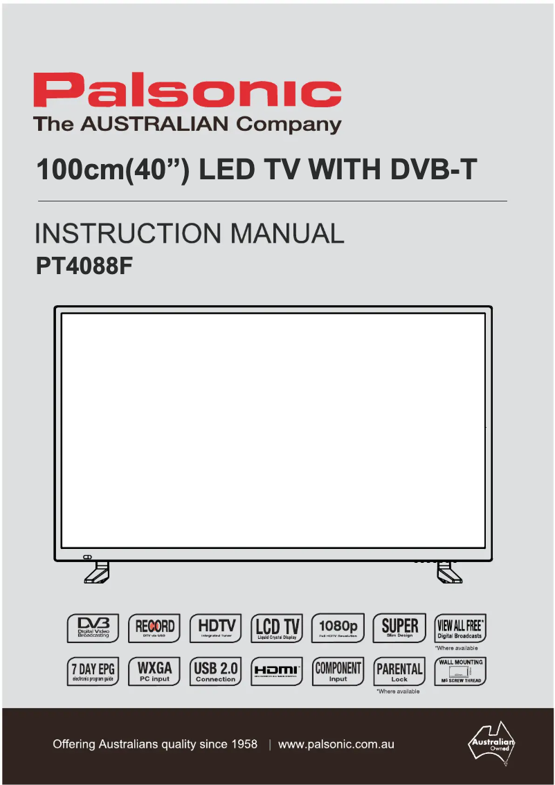 Page n°1 - Manuel utilisateur Palsonic PT4088F
