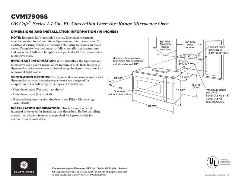 Page n°1 - Fiche technique GE Café CVM1790SSSS