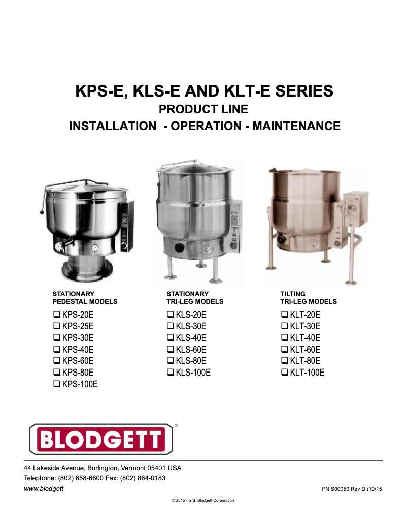 Page n°1 - Manuel utilisateur Blodgett KLS-25E