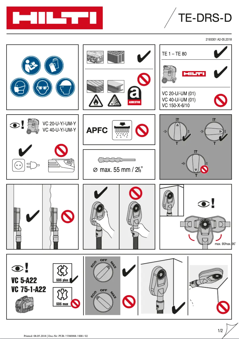 Página 1 del manual Instrucciones / montaje Hilti VC 75-1-A22