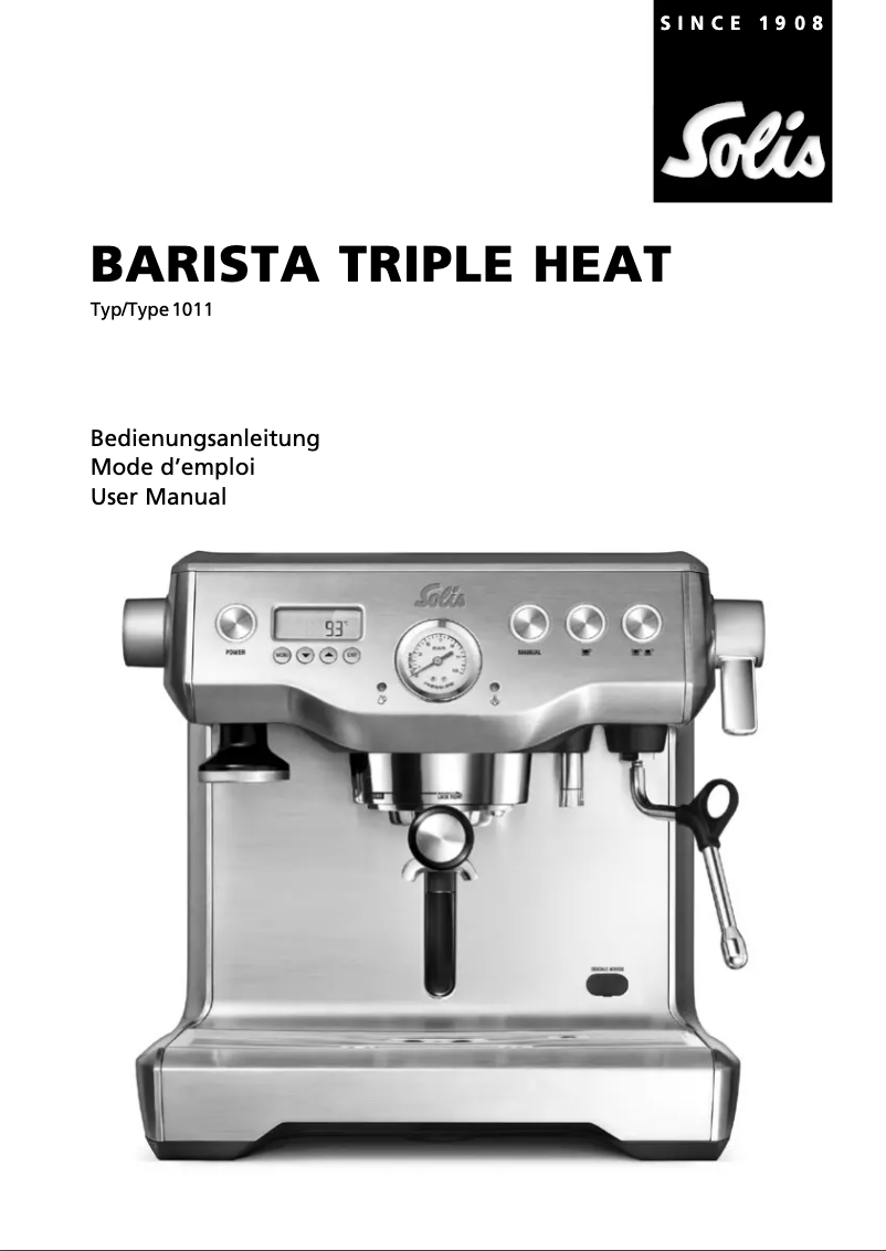 Página 1 del manual Manual de usuario Solis Barista Triple Heat 1011