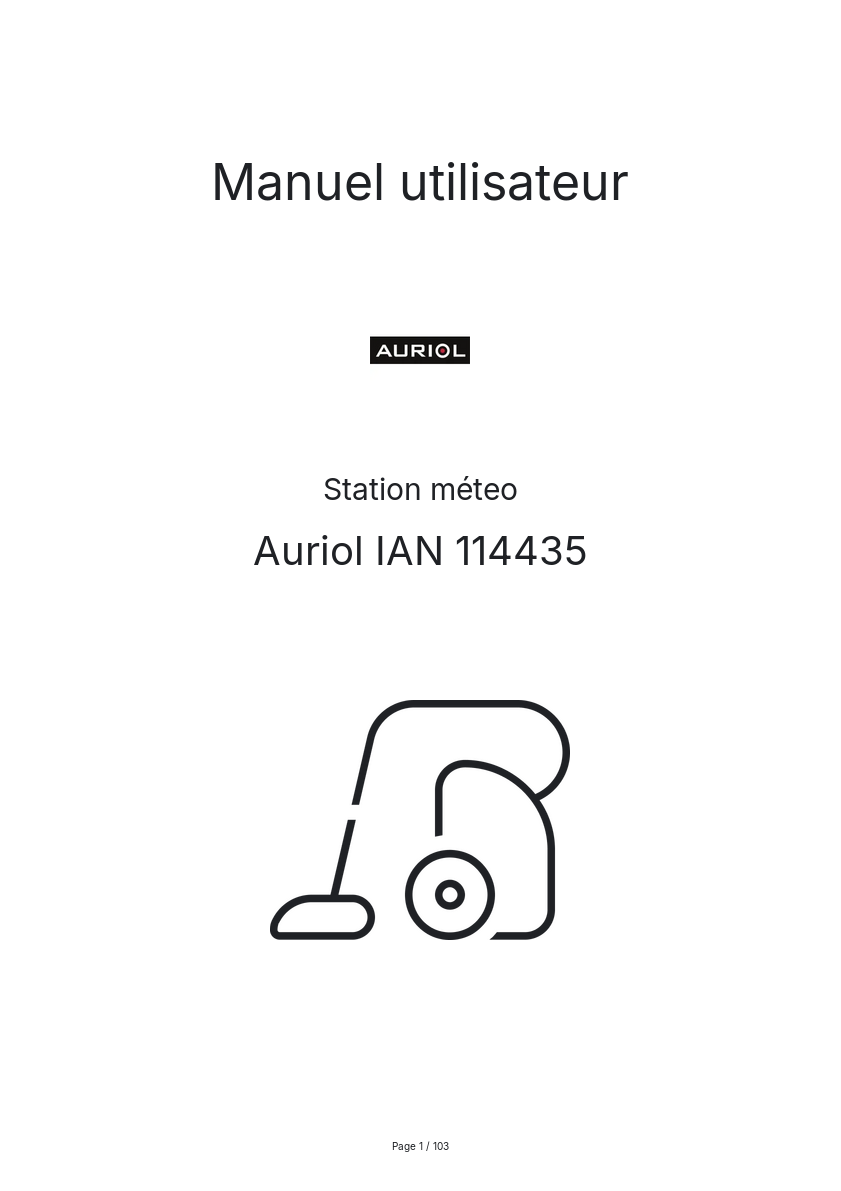 Page n°1 - Manuel utilisateur Auriol IAN 114435