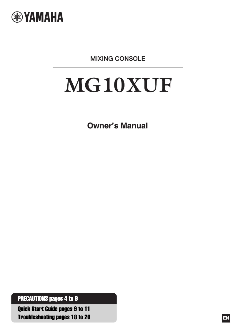 Page 1 de la notice Manuel utilisateur Yamaha MG10XU